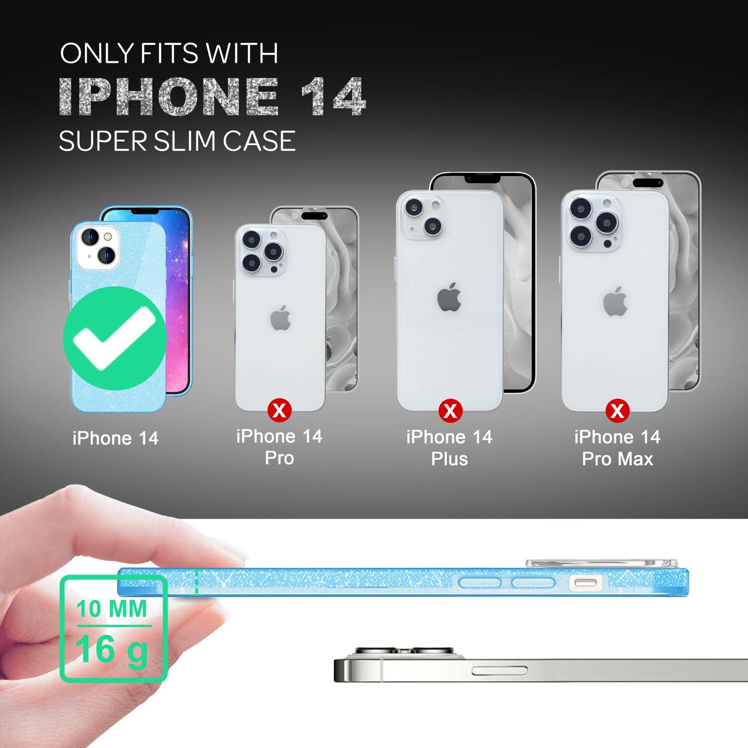 Thumbnail - Nalia Glitzer Hülle (Apple iPhone 14), Smartphone Hülle, Blau