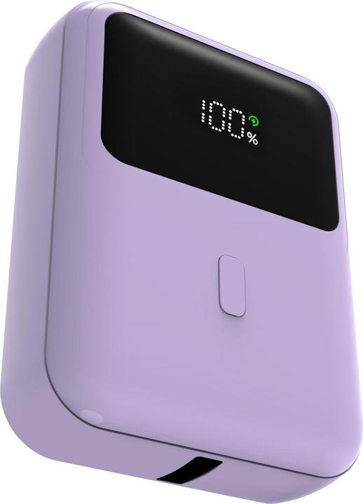 Actual product image Qualo power bank 10000 mAh mini with LED 20W lilac QPB10-LD-20-09 (10000 mAh, 20 W, 37 Wh)