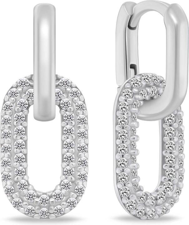 Immagine prodotto Brilio Silver - Silver oval earrings 2in1 with zircons EA1177W (Argento)