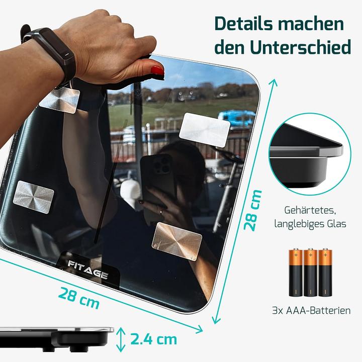 Produktbild Fitage Körperanalysewaage mit App (180 kg)