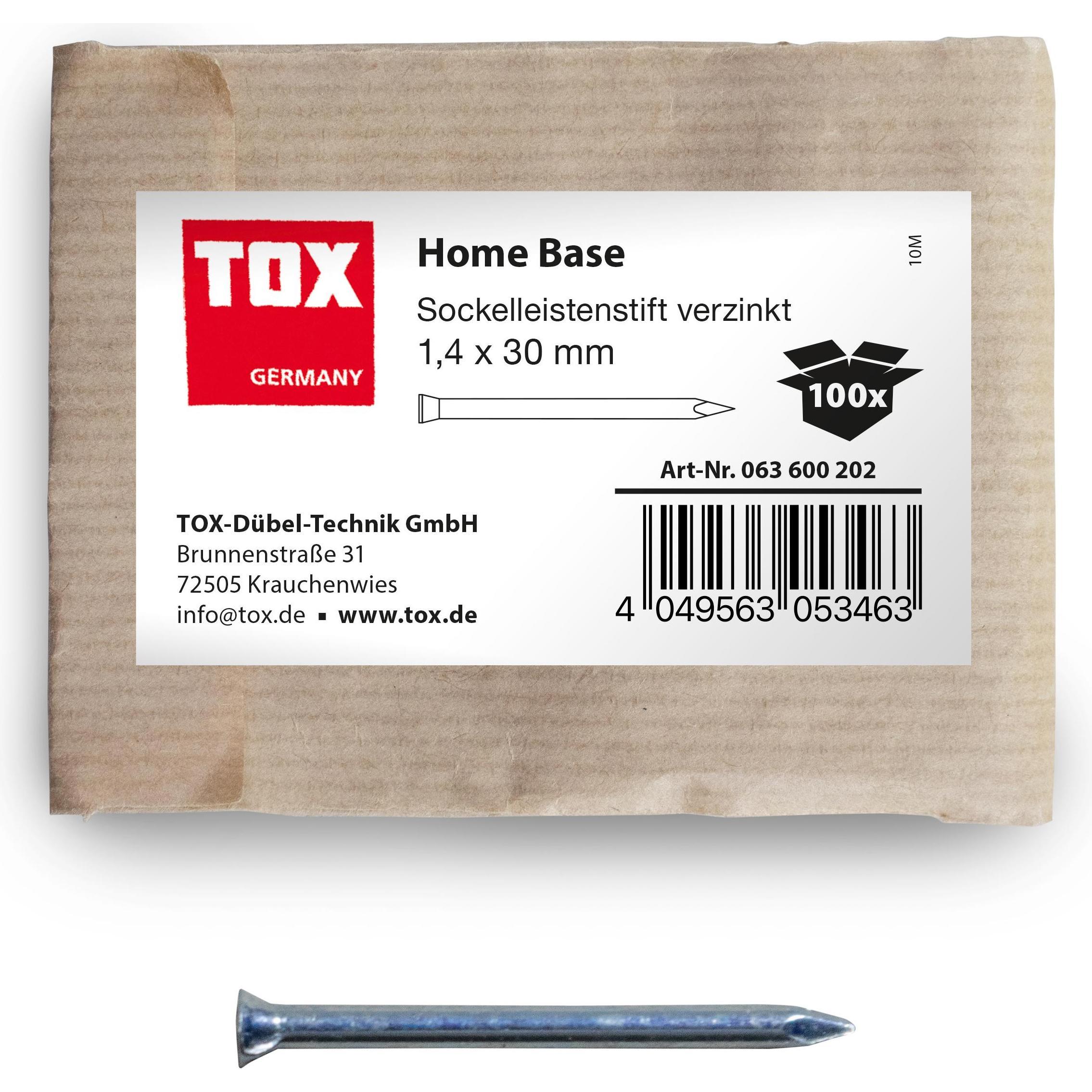 Tox, Dübel, Sockelleistenstifte Home Base 1,4x30 mm (100 Stk.) verzinkt (100 Stk.)
