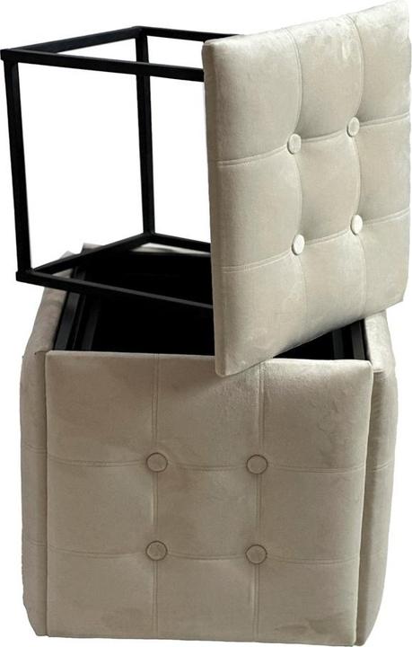 Produktbild Go Gift Puff-Transformator 5in1 - 5 Hocker in 1 Pouffe Creme Samt 2250