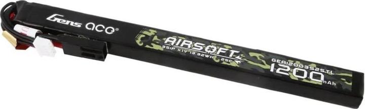 Actual product image Gens Ace 25C 1200mAh 3S1P 11.1V Airsoft Gun Lipo Battery with mini Tamiya Plug Long size (11.10 V, 1200 mAh)