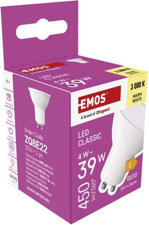Produktbild Emos LED Lampe Classic (GU10, 4 W, 450 lm, 1 x, E)