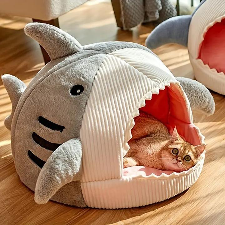 Image du produit Out of the blue Lit confortable pour chat, maison pour chat requin Igloo taille L Gris (Chien)