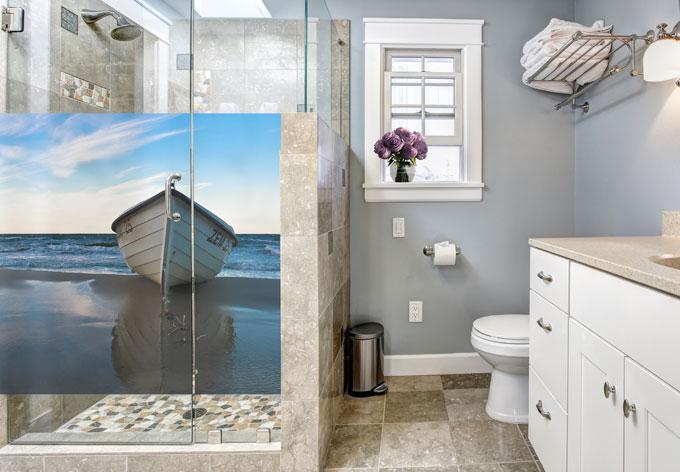 Actual product image Trenddeko Lonely boat on the shore (100 x 100 cm)