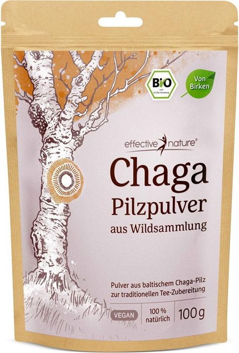 Immagine prodotto Effective Nature Polvere di funghi chaga biologici da raccolta selvatica (1 Pezzo/i, Polvere, 100 g)
