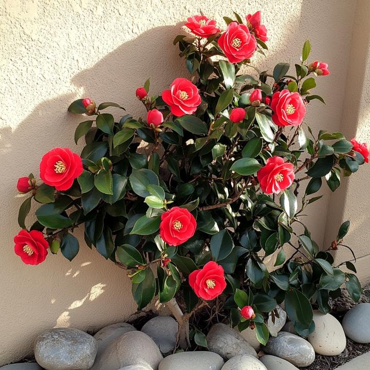 Actual product image Plant in a Box Camellia japonica Lady Campbell - Set of 2 Japanese roses (50 cm)