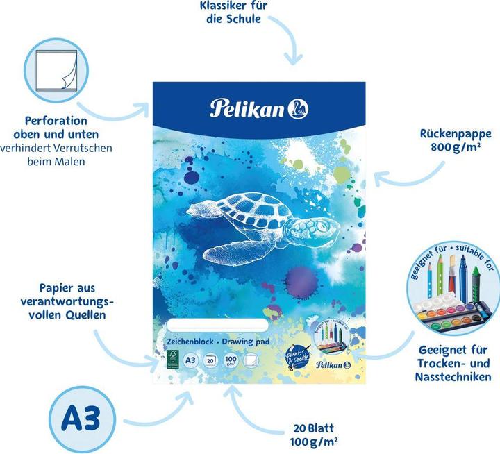 Actual product image Pelikan Drawing pad (A3, Plain, Soft cover)