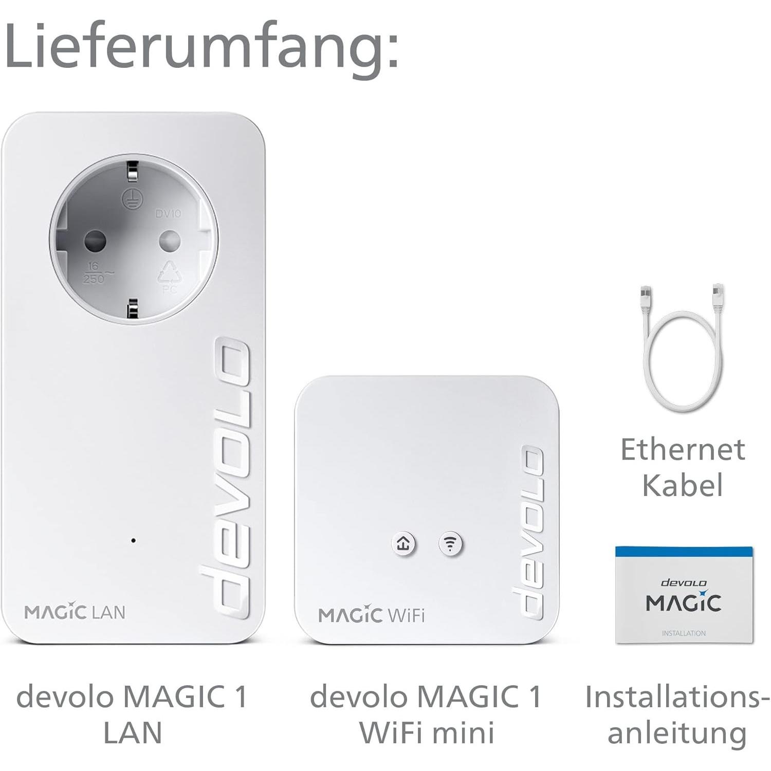 Devolo Magic 1 WiFi mini Starter Kit (1200 Mbit/s), Powerline, Weiss