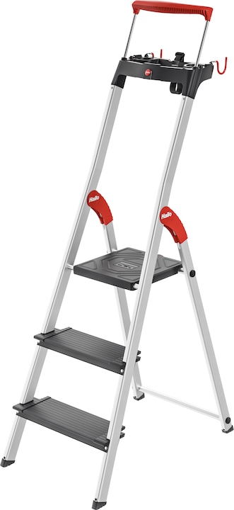 Actual product image Hailo Aluminium safety ladder L100 TopLine, 3 steps (Stepladder, 70 cm)