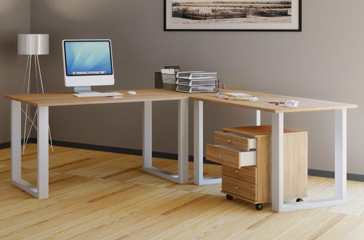 Actual product image VCM Office Furniture Corner Desk Lona 80 U Alu White (220 x 160 x 80 cm)