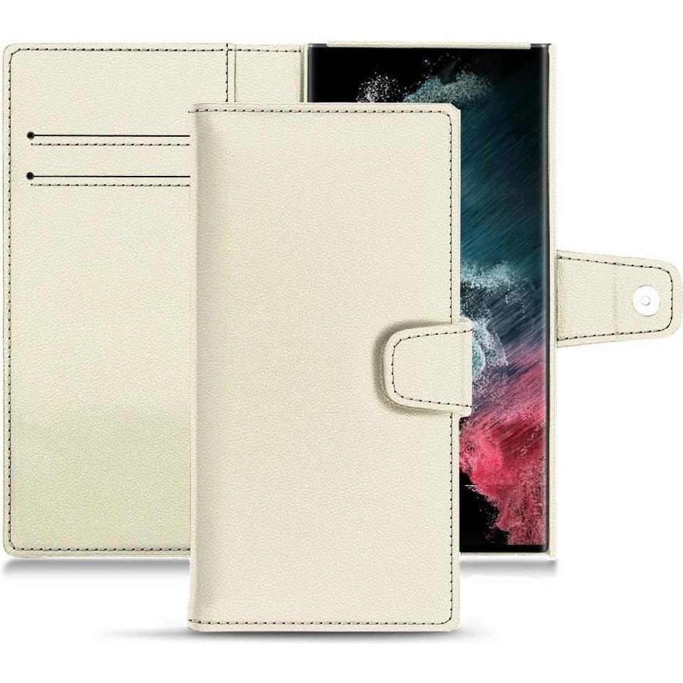 Noreve Lederschutzhülle Wallet (Samsung Galaxy S22 Ultra), Smartphone Hülle, Weiss