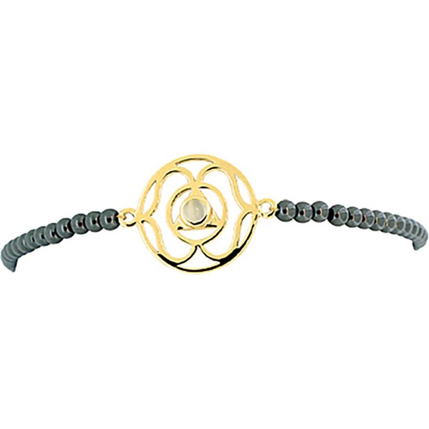 Viva Diva, Armschmuck, Stirn-Chakra Armband mit Hämatit vergoldet 16-18 cm, (18 cm, 925 Sterling Silber)