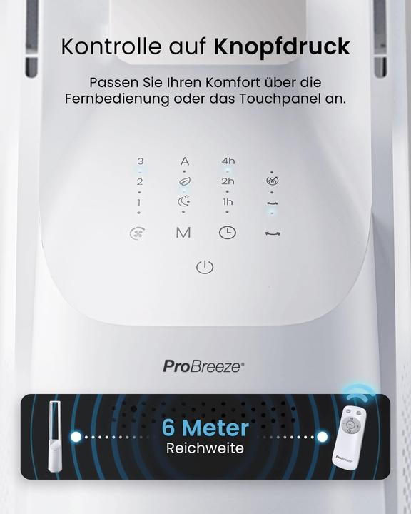 Produktbild Breeze Rotorloser Smart Home Turmventilator mit WLAN, LED Display (62 dB)