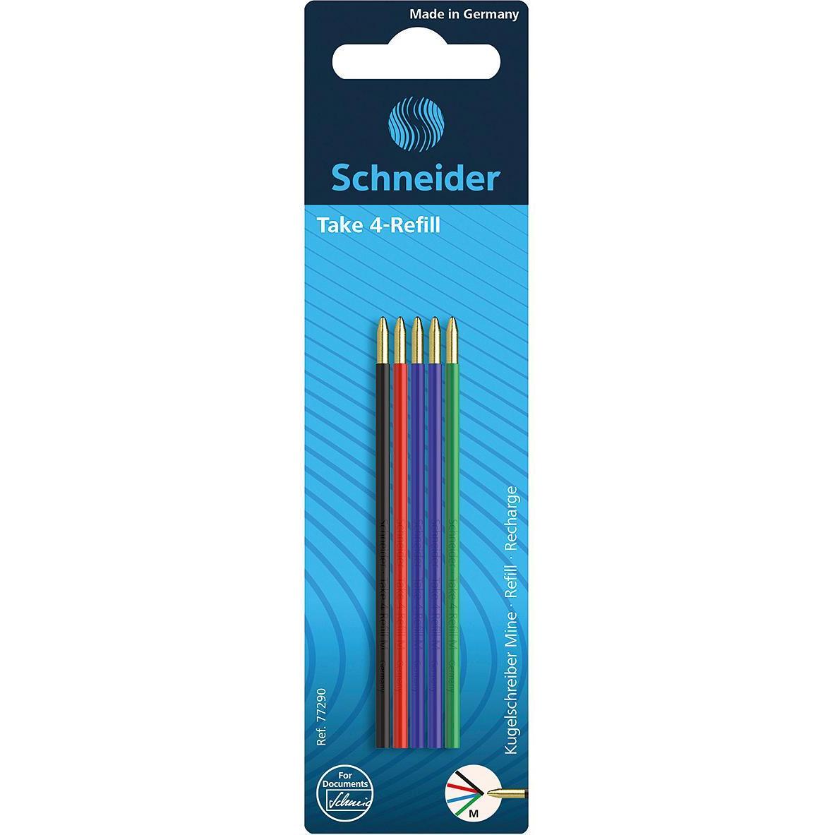 Schneider, Ersatzpatrone, Kugelschreiber Mine Take 4 5St (Ersatzmine, Schwarz, Blau, Grün, Rot)