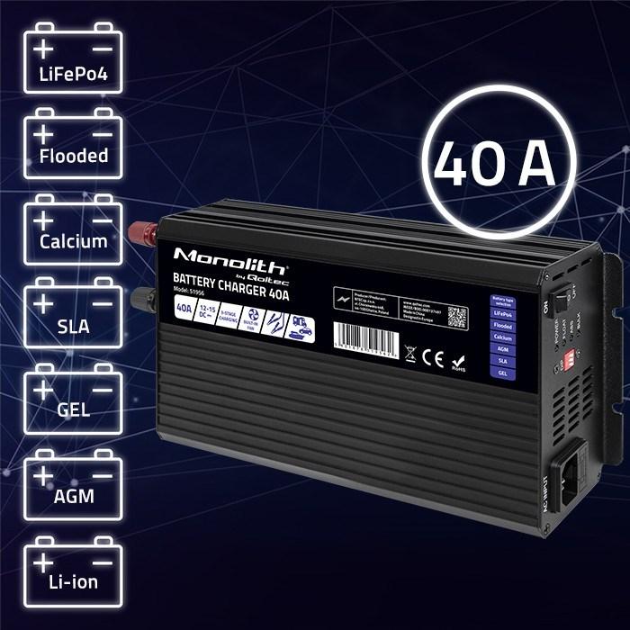 Immagine prodotto Qoltec ładowarka Do Akumulatorów Lifepo4 Agm Gel Sla | 40a | 12v (12V, 40 A)