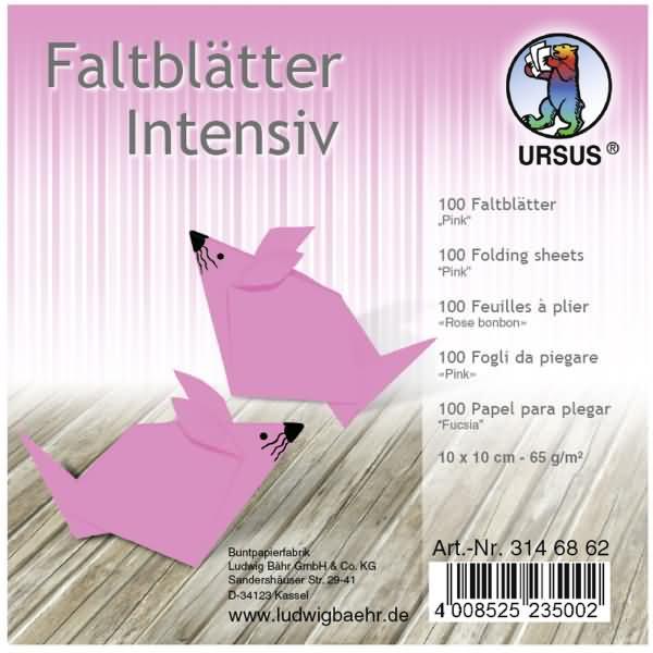 Thumbnail - Ursus, Bastelpapier, Faltblätter Intensiv Uni 10x10cm VE=100 Blatt pink (65 g/m², 1 x)