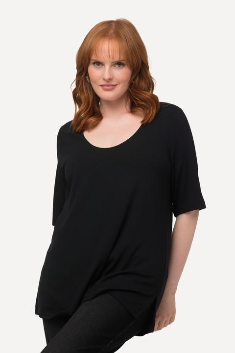 Image du produit Ulla Popken T-shirt doublé à l'avant, col V et manches courtes (42, 44)