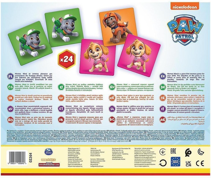 Actual product image Trefl Paw Patrol Memory Puppy Patrol Game (English)