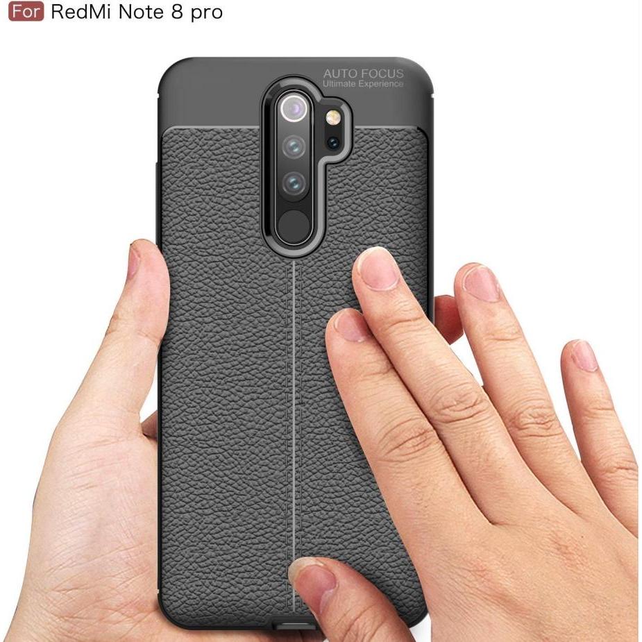 Thumbnail - Screenguard Xiaomi Redmi Note 8 Pro Hülle Leather Design TPU Cover (Xiaomi Redmi Note 8 Pro), Smartphone Hülle, Schwarz