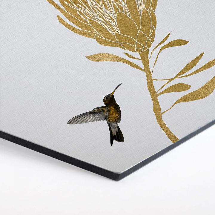 Actual product image Trenddeko Orara Studio - Hummingbird and Flower - golden flower (25 x 22 cm)