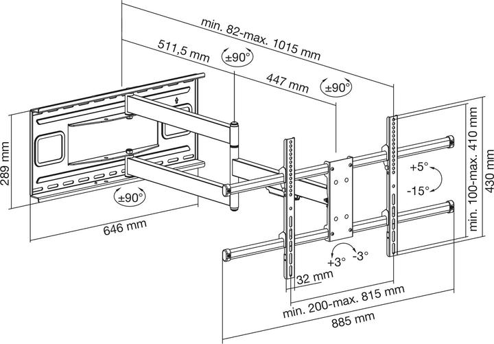 Produktbild InLine XL-Arm Full-Motion TV-Wandhalterung (Wand, 43", 50 kg)