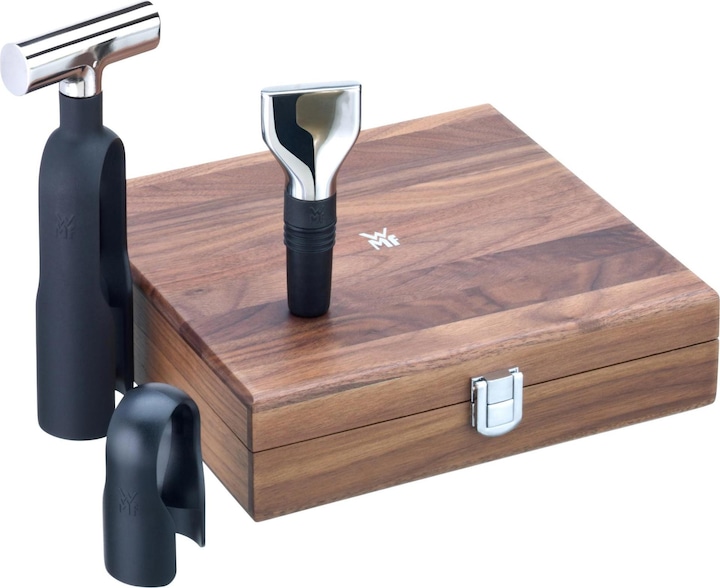Produktbild WMF Sommelier Weinset 3tlg Korkenzieher Flaschenverschluss Walsnussholzbox Baric (Sommelier Set)