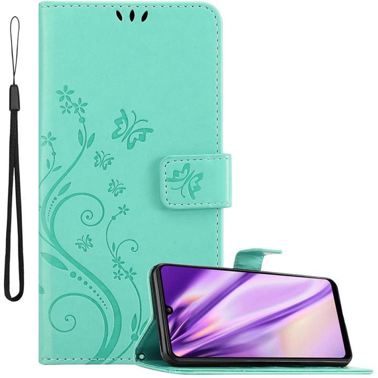 Cadorabo Flower Book Cover (Samsung Galaxy A31), Smartphone Hülle, Türkis