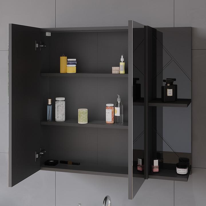 Produktbild Vicco Badspiegelschrank Irma, Anthrazit Hochglanz, 80 x 75 cm