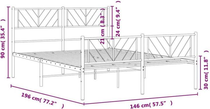 Produktbild vidaXL Metall Bettgestell (140 x 190 cm)