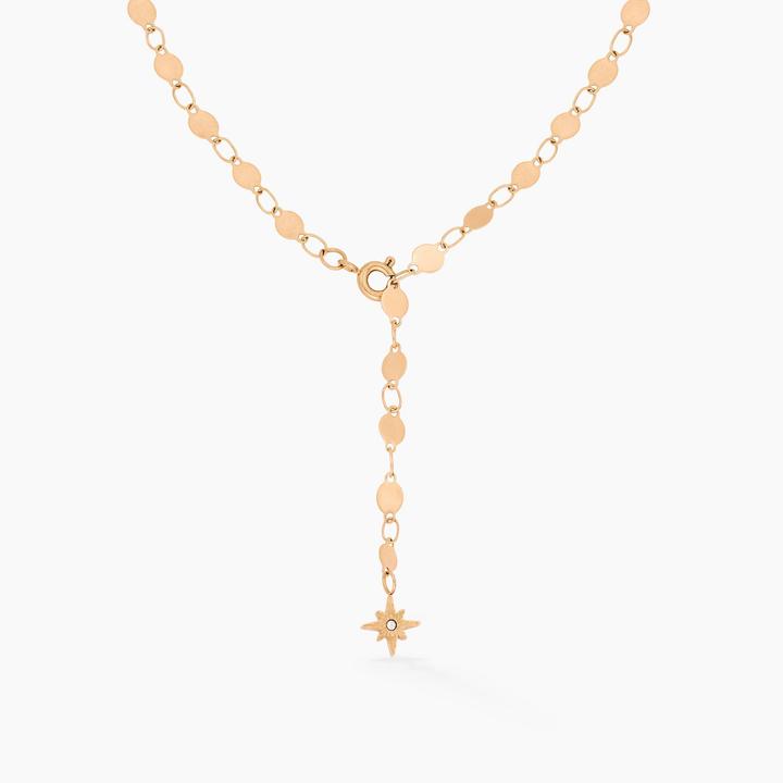Luamaya Rising Lotti Y-Necklace (Acciaio inox 316L, Placcatura in oro rosa 14 carati, 55 cm)