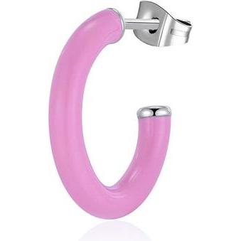 Sagapo, Ohrringe, S'Agapo Single Round Earring With Pink Enamel Vibes Svb42