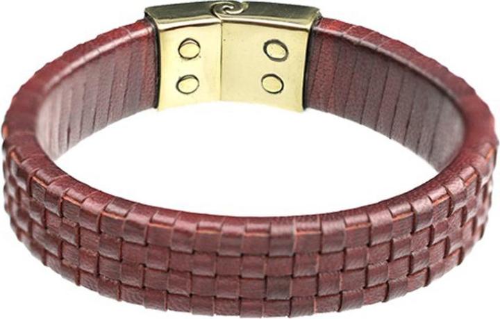 Produktbild Star Piercing Lederarmband burgund geflochten Karo (21 cm, Messing)