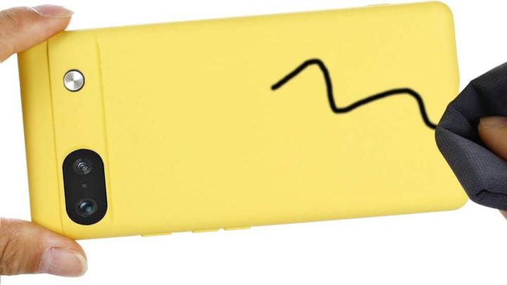 Actual product image Cover-Discount Google Pixel 7a - Silicone Rubber Case yellow (Google Pixel 7a)