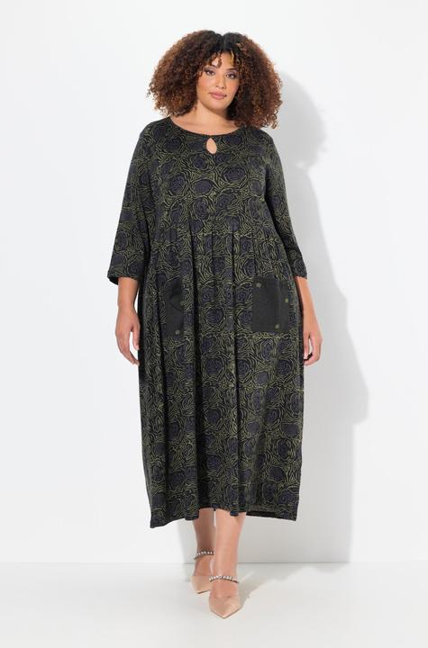 Produktbild Ulla Popken Jerseykleid, A-Linie, Blumendruck (54)