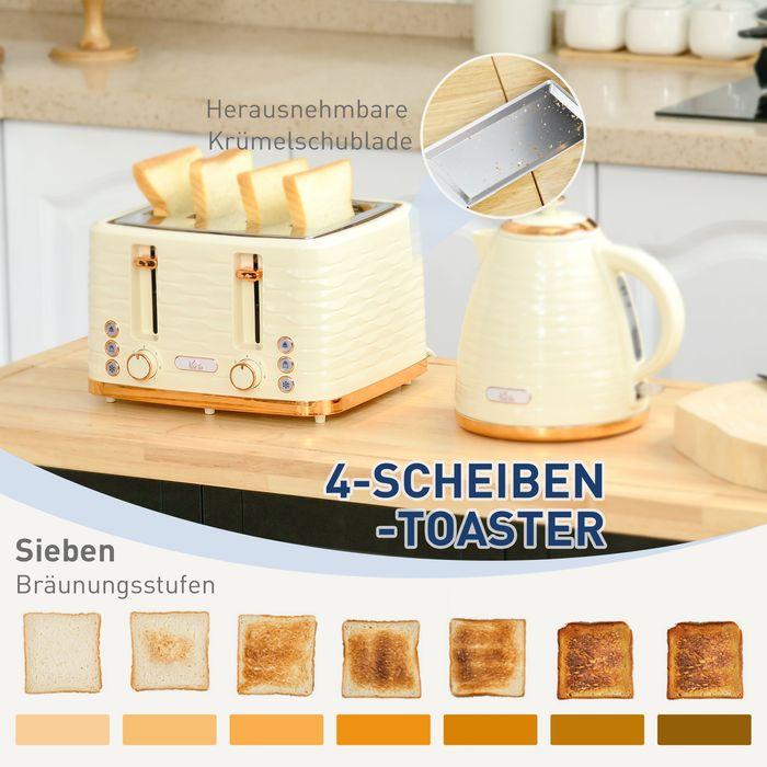Actual product image Swisshandel24 2-in-1 Toaster- und Wasserkocher-Set, 7 Bräunungsstufen, Auftau- und Aufwärmfunktion, Beige (1.70 l)