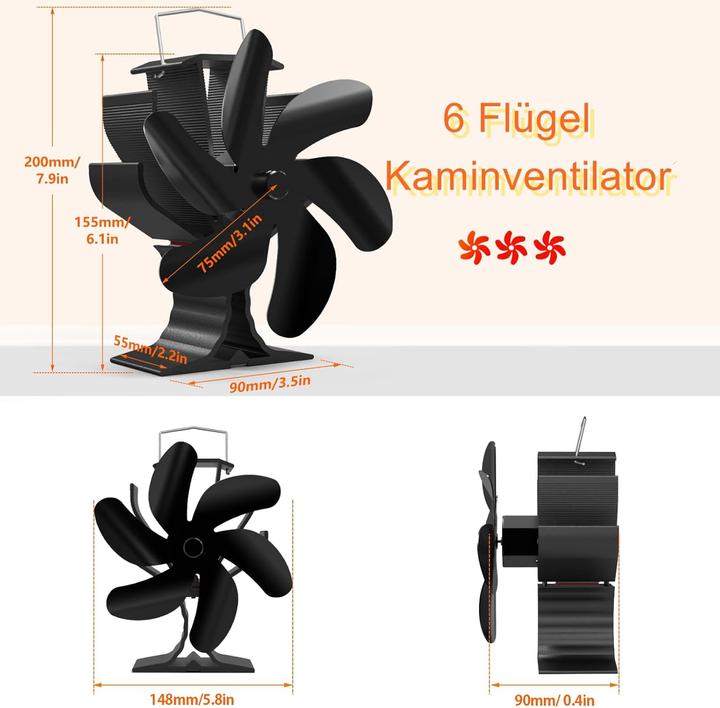 Produktbild Signstek Wärmebetriebener Kaminventilator (9 x 5.5 x 20 cm)
