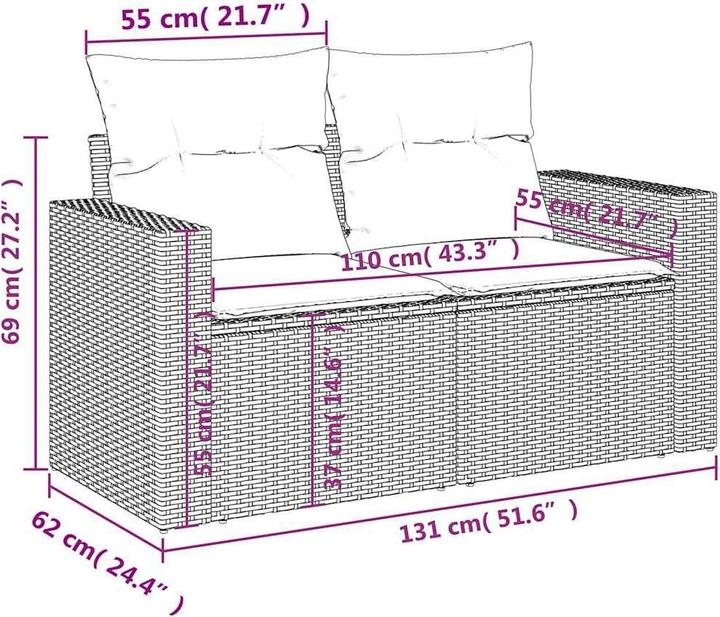 Image du produit vidaXL Ensemble salon de jardin 10 pièces avec coussins