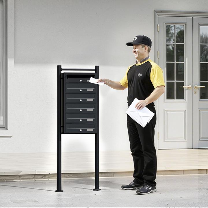 Produktbild Wiltec 6er Briefkastenanlage schwarz 270x513x1500mm Standbriefkasten Briefkasten