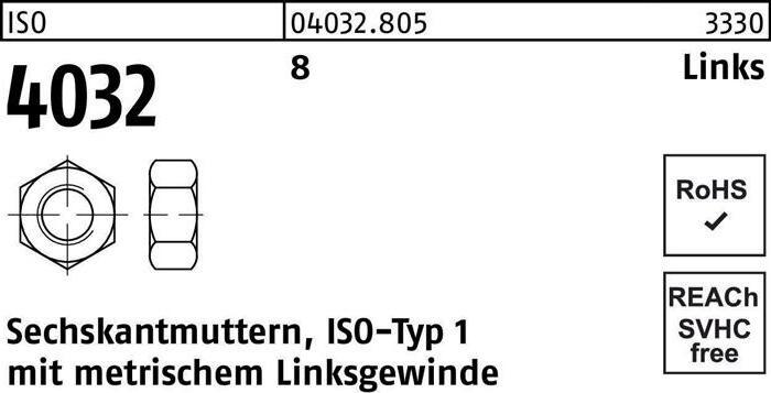Produktbild Bufab Sechskantmutter ISO 4032 links M 24 -LH 8 (M24)