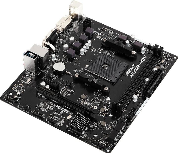 Actual product image AsRock AB350M-HDV R3.0 AMD Promontory B350 Socket AM4 micro (AM4, AMD B350, mATX)