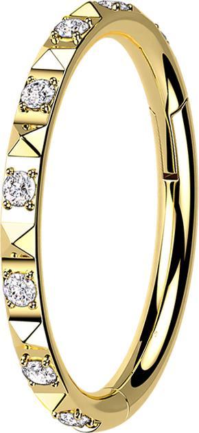 Actual product image Star Piercing Micro segment ring hinged gold plated side pyramids and crystals silver (without brass, Titanium)