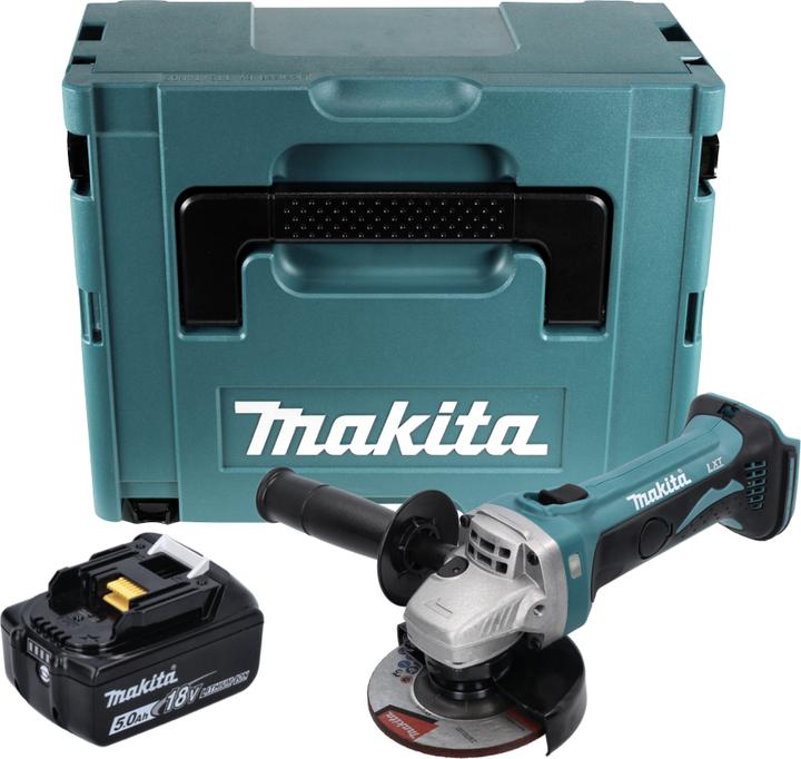Produktbild Makita DGA 452 T1J Akku Winkelschleifer 18 V 115 mm + 1x Akku 5,0 Ah + Makpac - ohne Ladegerät (115 mm)