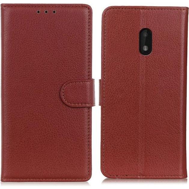 Thumbnail - MU Classic Litchi Leder Bookcover Series (Nokia C1 Plus), Smartphone Hülle, Braun