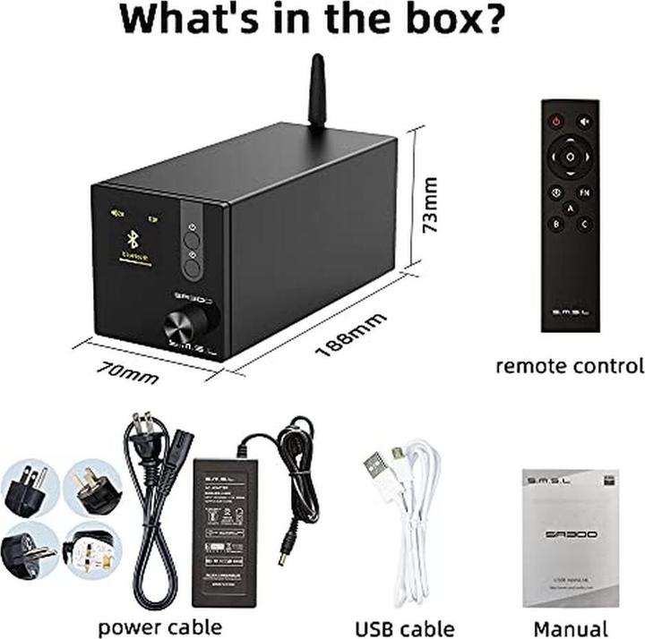 Actual product image SMSL Audio SMSL SMSL SA300 Black Amplifier Class D Bluetooth Sub (Amplifier)
