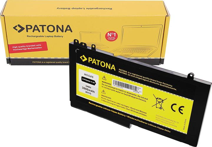Actual product image Patona Battery f. DELL Latitude Series E5270 12 12 5000 12 5000 Series-E5270 12-E5270 Series 0RDRH9 NGGX5 (3 cubicles, 3000 mAh)