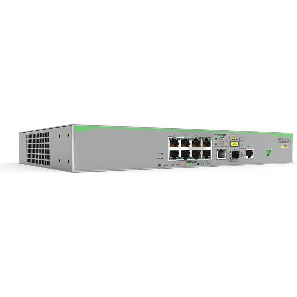 Allied Telesis AT-FS980M/9PS-50 (8 Ports), Netzwerk Switch, Grau