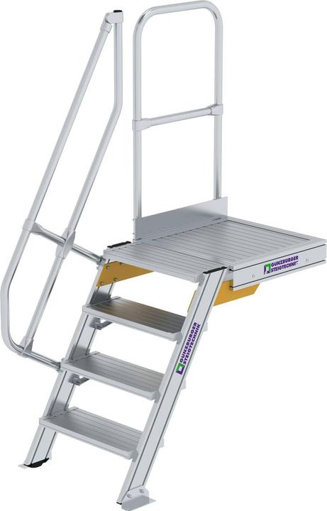 Munk Escalier avec plateforme 60ï¿½ largeur des marches 600 mm 4 marches aluminium striï¿? (Échafaudages, 60 cm)
