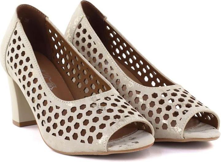 Produktbild Jezzi Beige open toe pumps with openwork heel, ASA283-7 (36)